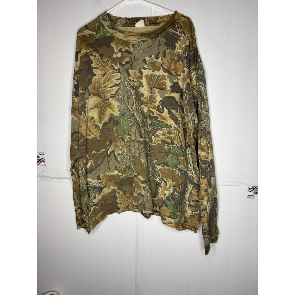 Advantage Camouflage Long Sleeve Pocket T-Shirt‎ Mens 2XL Oak Leaf Camo Brown